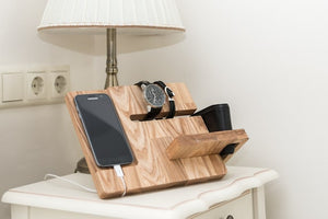 Wooden docking station, Christmas gift for men, Wood charging station, Charging dock for dad, Birthday gift for father by PromiDesign