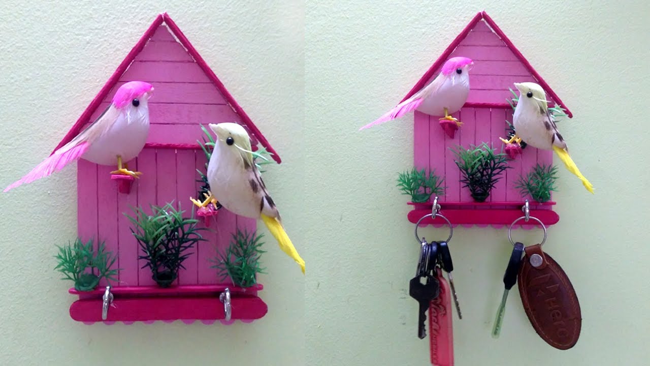 Key holder making with Popsicle sticks | Best out of waste | art and crafts In this video