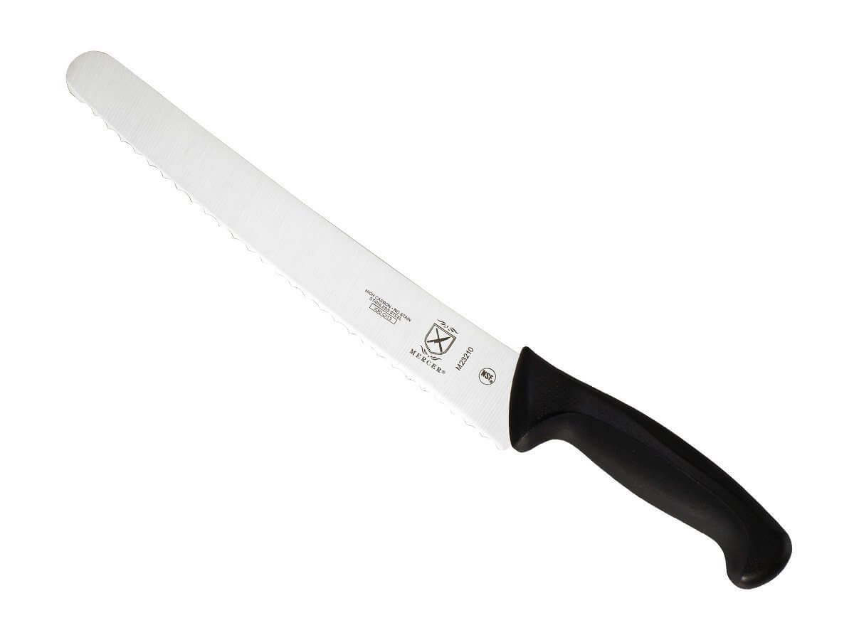 The bread knife isn’t just for cutting crusty loaves! Its serrated edge not only allows us to slice bread thick or thin, but it also makes the bread knife the ideal knife to cut through foods such as tomatoes