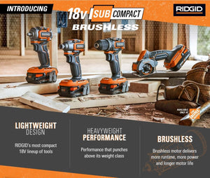 Ridgid has released 4 new 18V subcompact brushless power tools with a new 1/2″ drill, impact driver, 3/8″ impact wrench and multi-material saw!