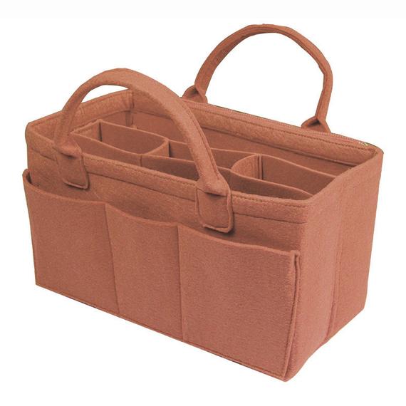 Customizable Speedy Bag Organizer (w/ Handles & Detachable Compartments), Tote Felt Purse Insert Cosmetic Zip Key Chain Diaper Pocket by JennyKrafts
