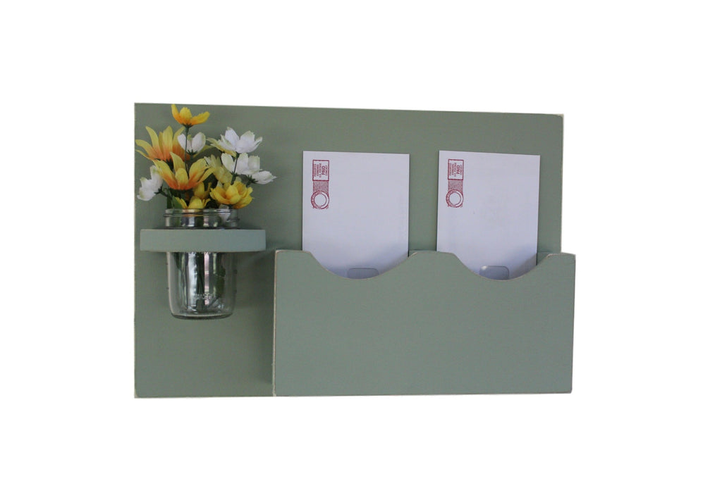 Mail Organizer - Mail Holder - Letter Holder - Mason Jar - Key Hooks