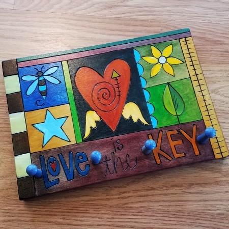 Sticks Key Hook Plaque-Love