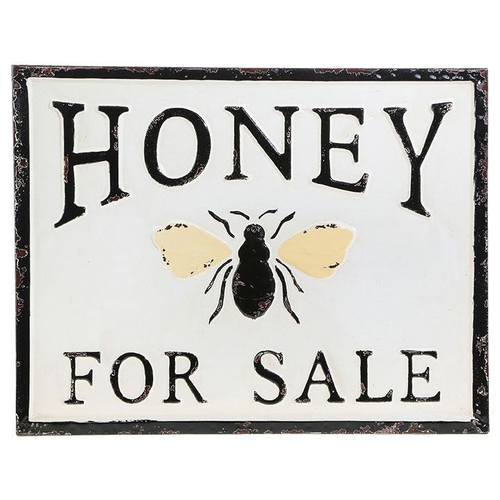 Honey For Sale Distressed Embossed Metal Sign 18-in