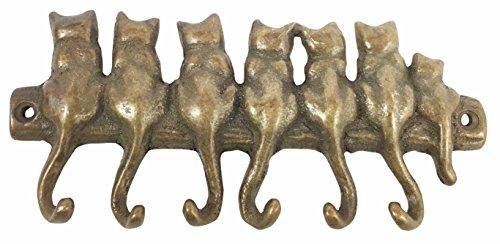 Kitty Cat  Art Feline 7 Friendship Wall Mounted Brass Key Hook Hanger Home Decor Organizers