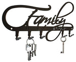 * Family Is Forever * Wall Key Holder, Hooks - Design Black, Metal