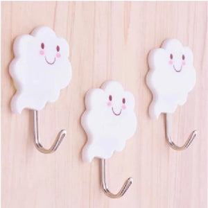 6pcs! Modern Cloud wall hanger paste strip hooks, door white Key wall hooks