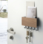 Rin Magnetic Key Rack With Tray, Black Wood