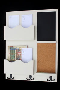 Mail Organizer - Cork Board - White Board - Key Hooks