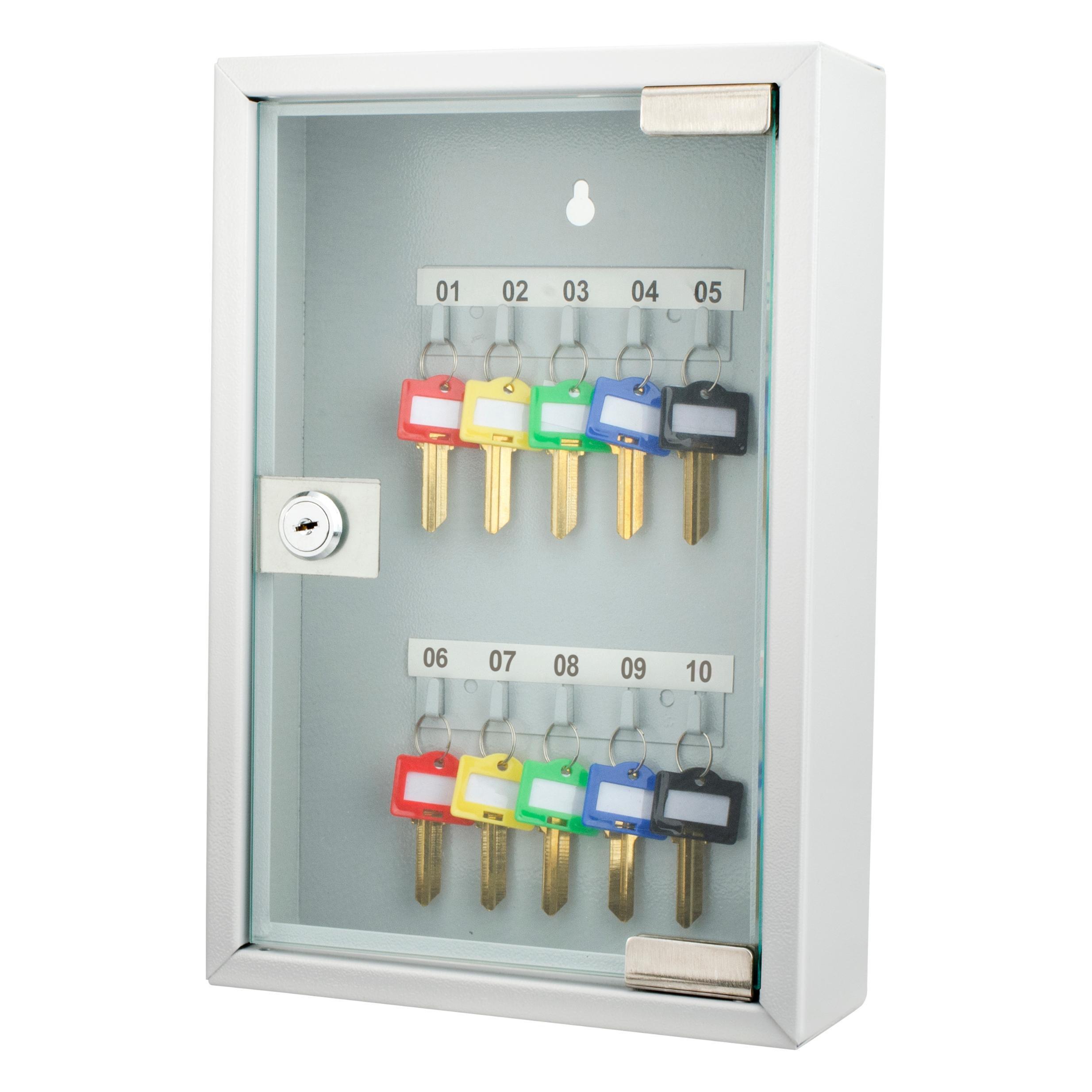 10 Keys Lock Box Gray W- Glass Door