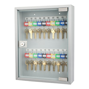 20 Keys Lock Box Gray W- Glass Door