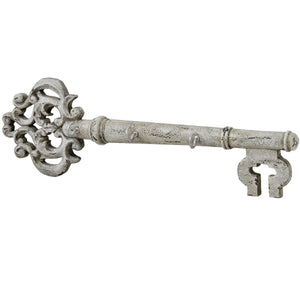 Antique Effect Cream Key With Two Silver Key Hooks