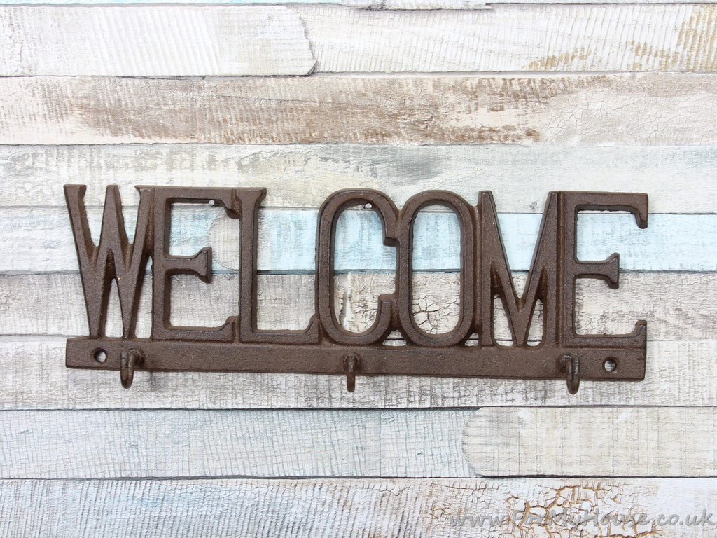 Rustic metal Welcome key rack