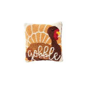 Mud Pie Thanksgiving Turkey Fall Mini 8" Hook Decor Pillow