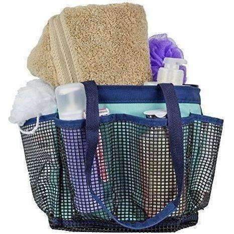 Fancii Portable Shower Caddy Tote With 7 Mesh Storage Pockets And Key Hook - Quick Dry Hanging Bath & Toiletry Organizer Bag For College Dorm, Travel, Gym And Camping