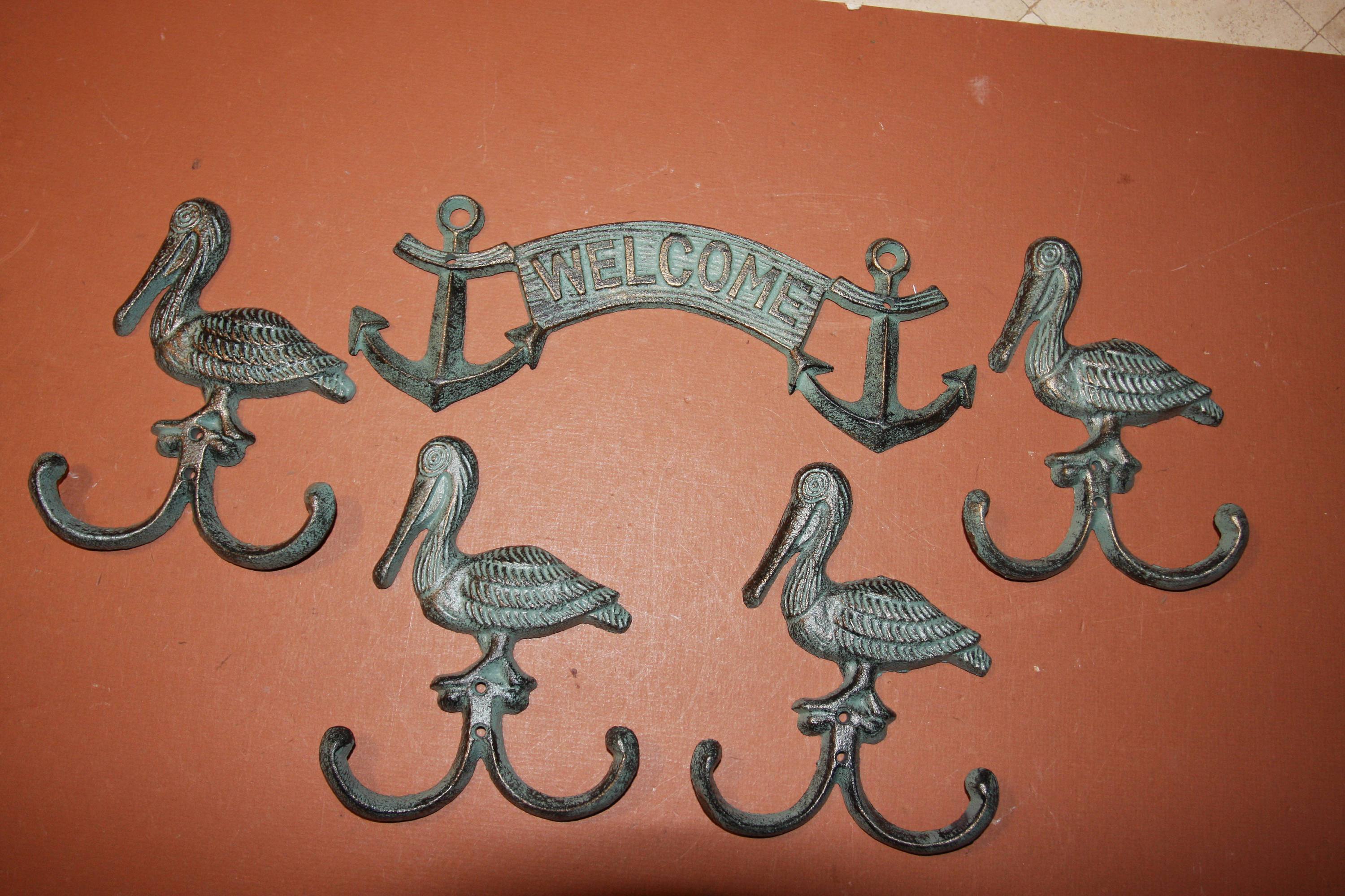 Antique Look Nautical Welcome Decor, Cast Iron Anchor Welcome Sign -