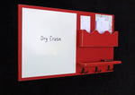 Message Center - Mail Organizer - Dry Erase - Key Hooks - Coat Hooks