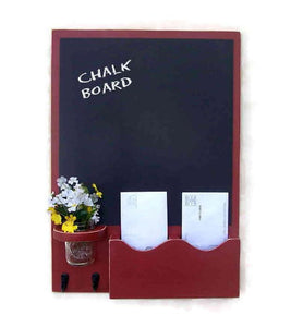 Chalkboard Mail Organizer - Letter Holder - Mail Holder - Key Hooks