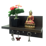 Omega 6 (NEO) Wall Mounted Decor Shelf with Key Hooks- Wenge Finish